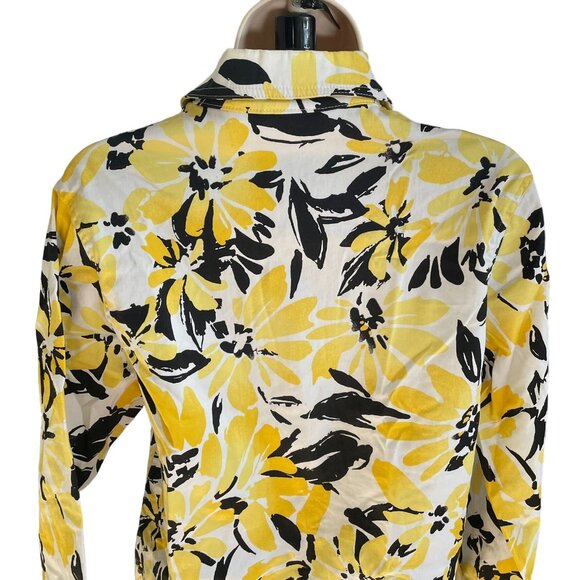 Womens Denim Floral Jacket Stretch Yellow Black Size 8 u - Picture 7 of 12